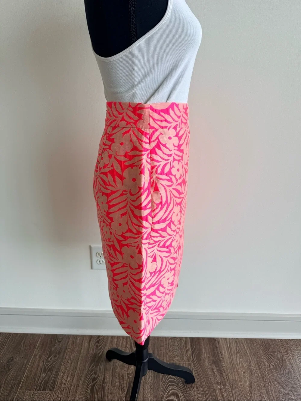 J.CREW Highwaist Floral Coral Faux Wrap Skirt
